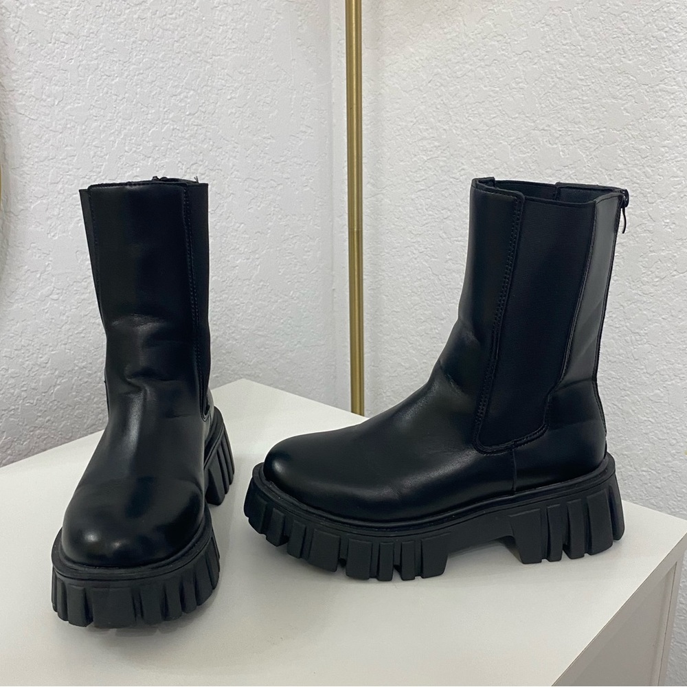Black combat style boots
